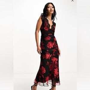 Red Floral ASOS Midi dress